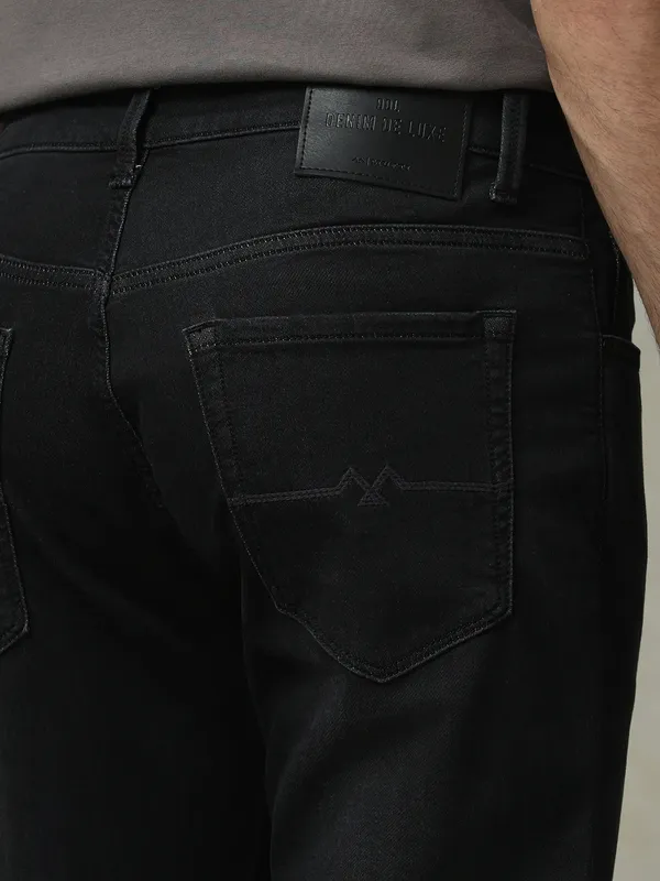 MUFTI charcoal black washed straight fit jeans for men