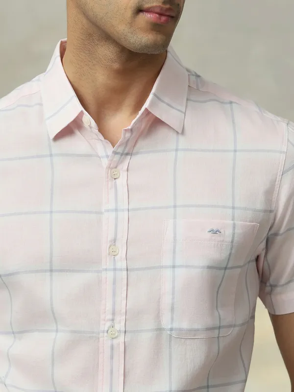 MUFTI checked peach cotton shirt for casual wear