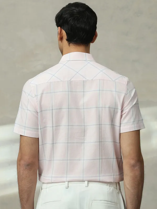 MUFTI checked peach cotton shirt for casual wear
