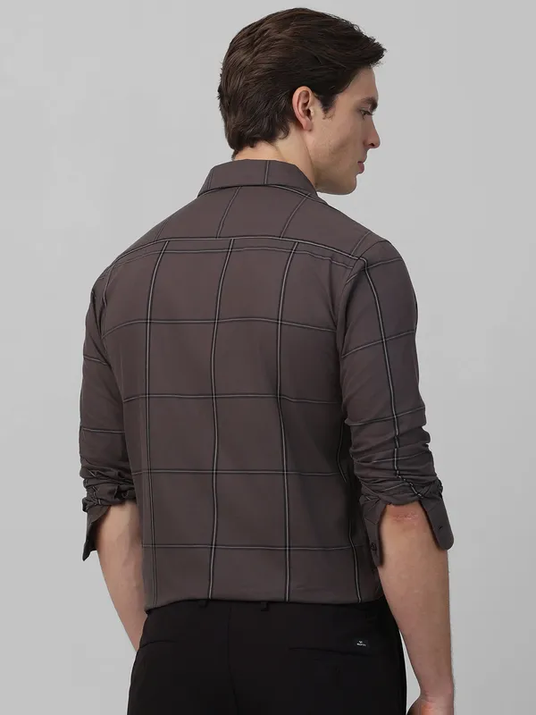MUFTI checkered wine casual shirt