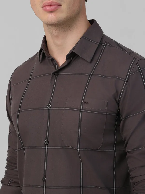 MUFTI checkered wine casual shirt