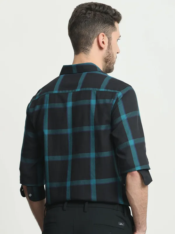 MUFTI classy black flannel casual wear shirt