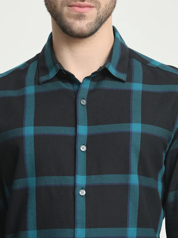 MUFTI classy black flannel casual wear shirt