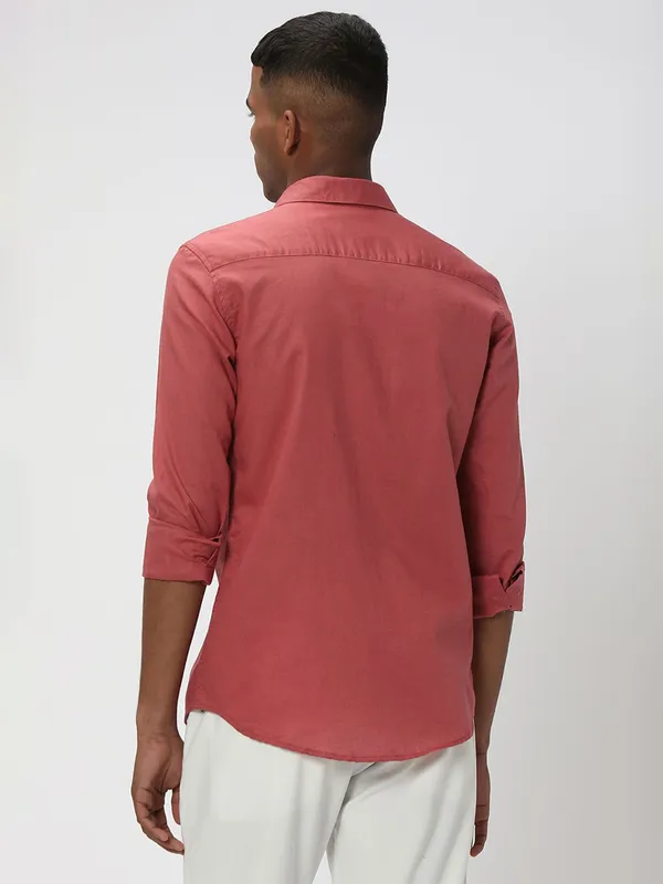 Mufti coral pink plain shirt