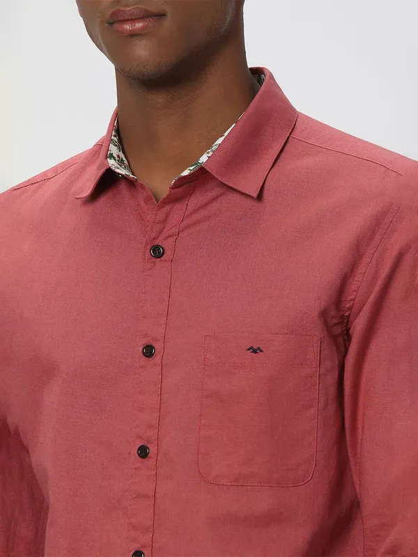 Mufti coral pink plain shirt