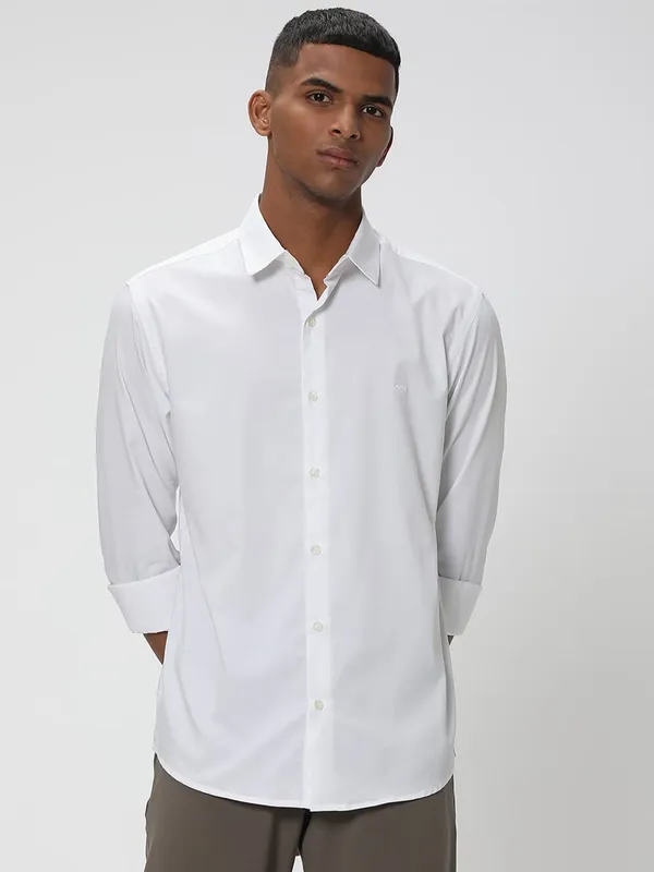 Mufti cotton plain white shirt