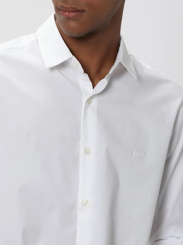 Mufti cotton plain white shirt