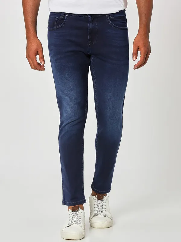 Mufti dark blue washed ankle length jeans