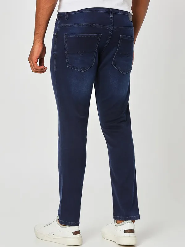 Mufti dark blue washed ankle length jeans