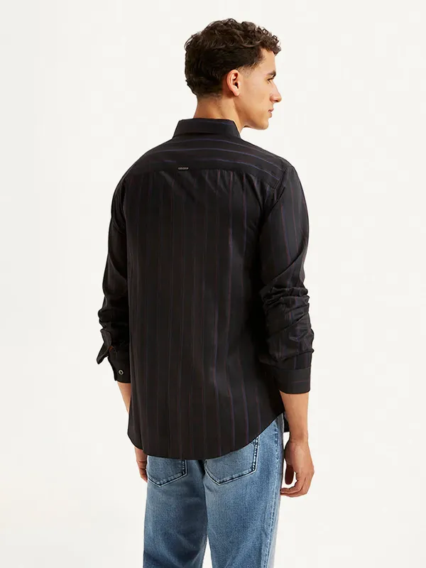 MUFTI dark grey striped cotton casual shirt
