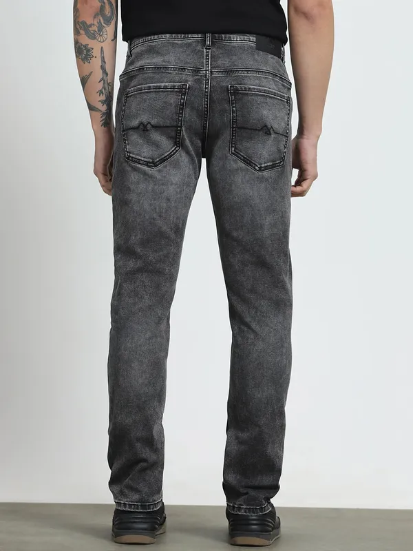 MUFTI dark grey washed skinny fit denim for men