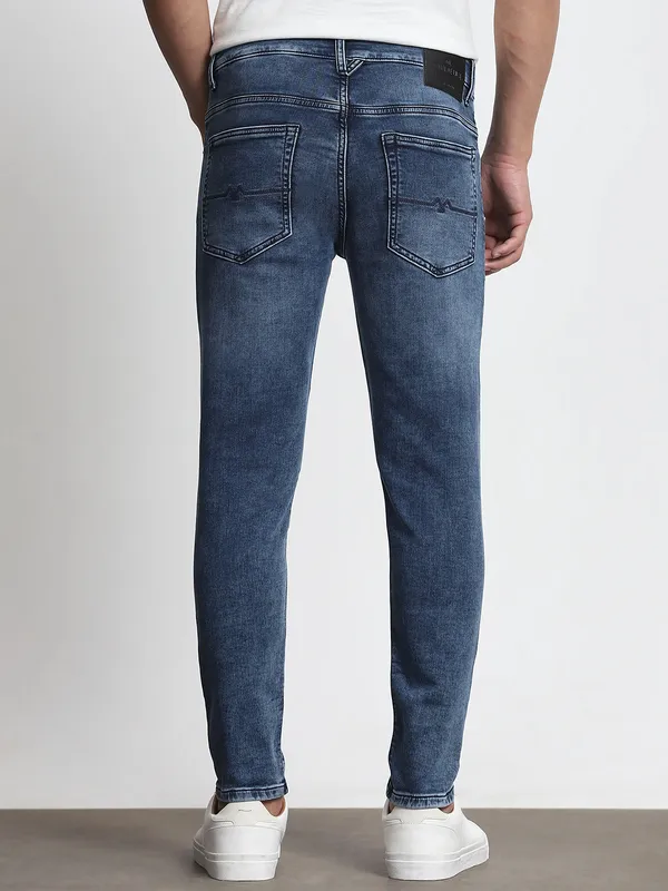 MUFTI dark indigo blue ankle length jeans for men