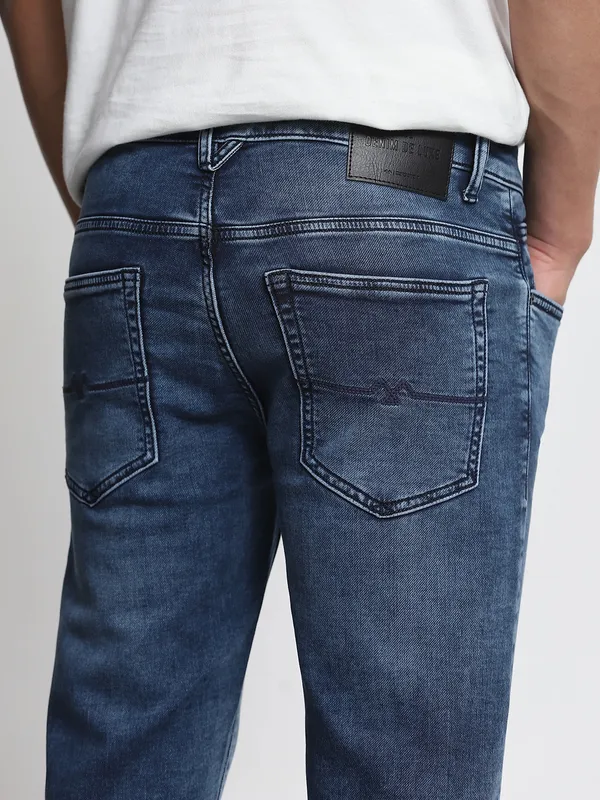 MUFTI dark indigo blue ankle length jeans for men