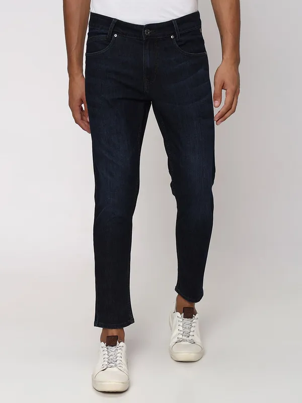 Mufti dark navy ankle length washed jeans