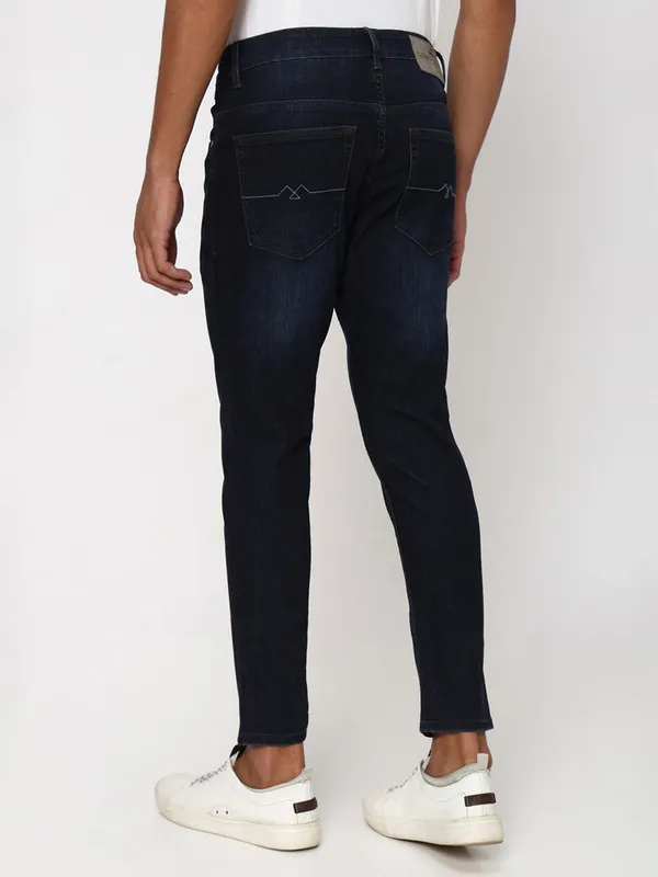 Mufti dark navy ankle length washed jeans