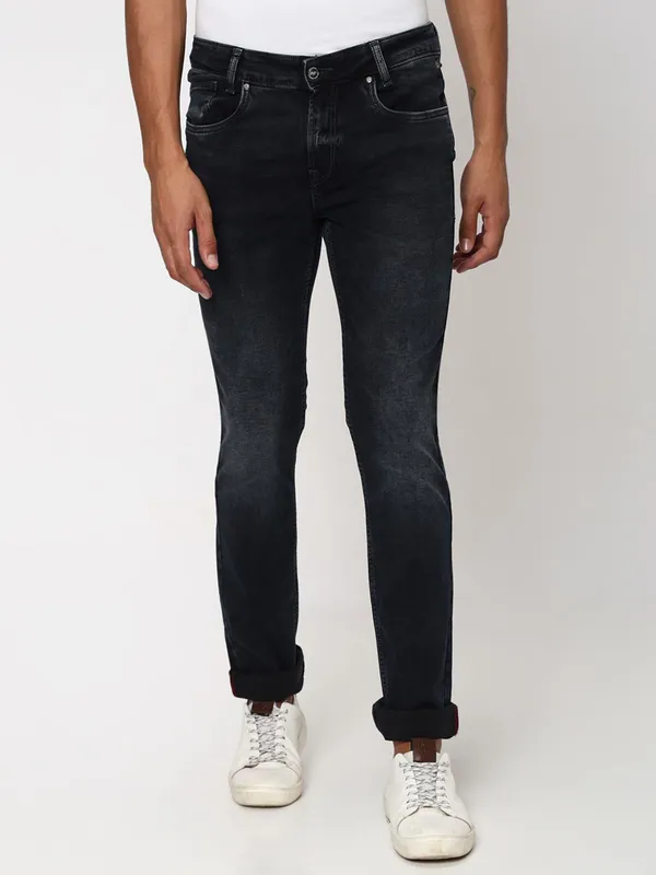 Mufti dark navy denim super slim fit jeans