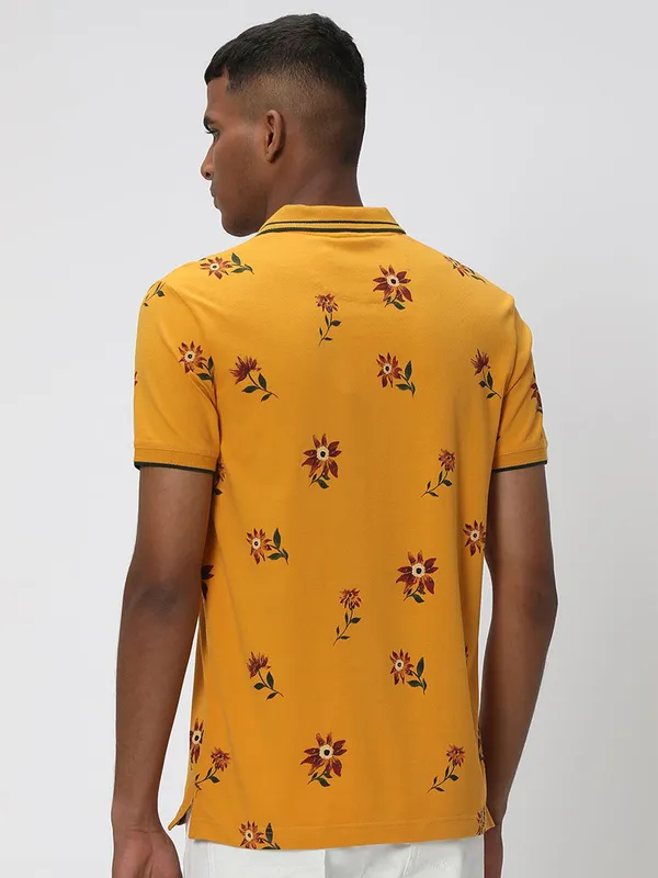 Mufti floral printed yellow t shirt