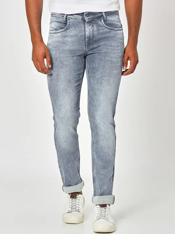 Mufti grey slim fit washed jeans
