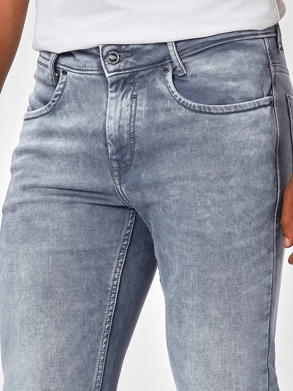 Mufti grey slim fit washed jeans