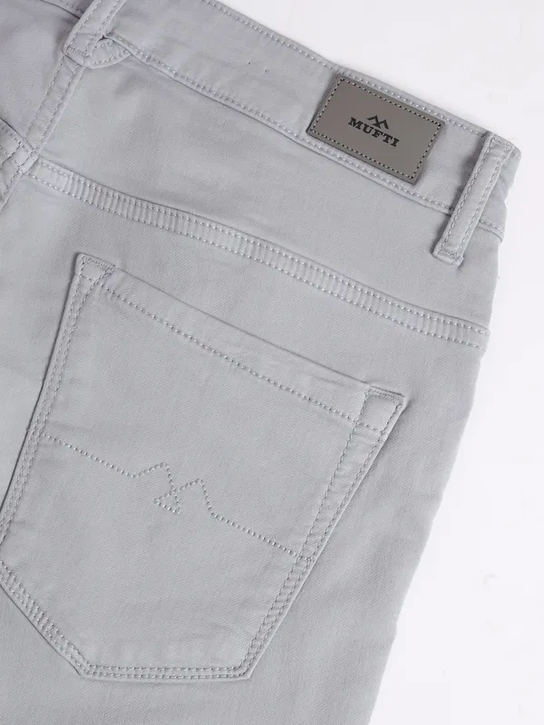 MUFTI grey solid super slim fit jeans