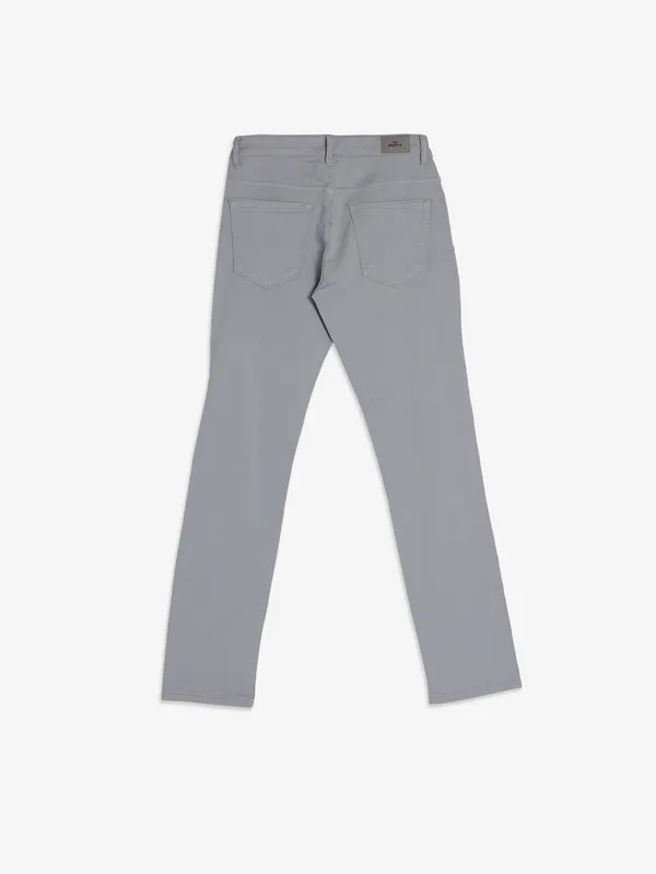 MUFTI grey solid super slim fit jeans