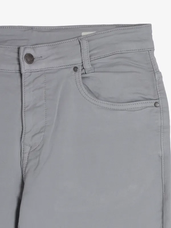 MUFTI grey solid super slim fit jeans