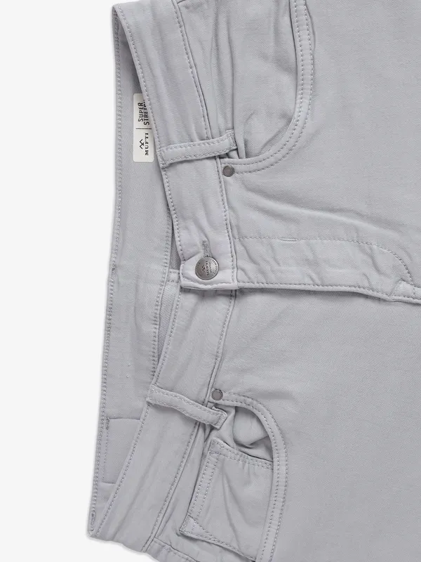 MUFTI grey solid super slim fit jeans
