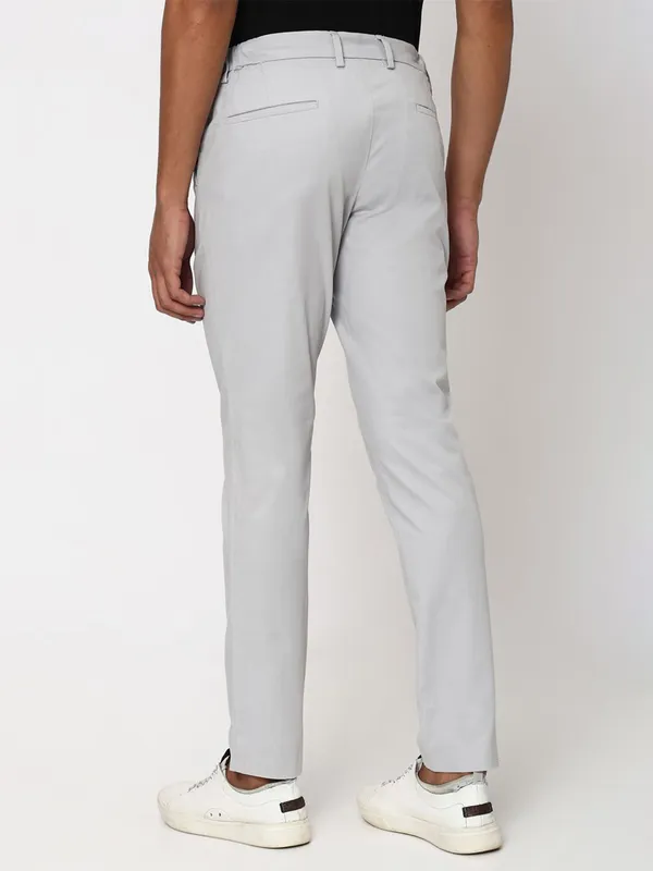 Mufti grey super slim fit cotton trouser