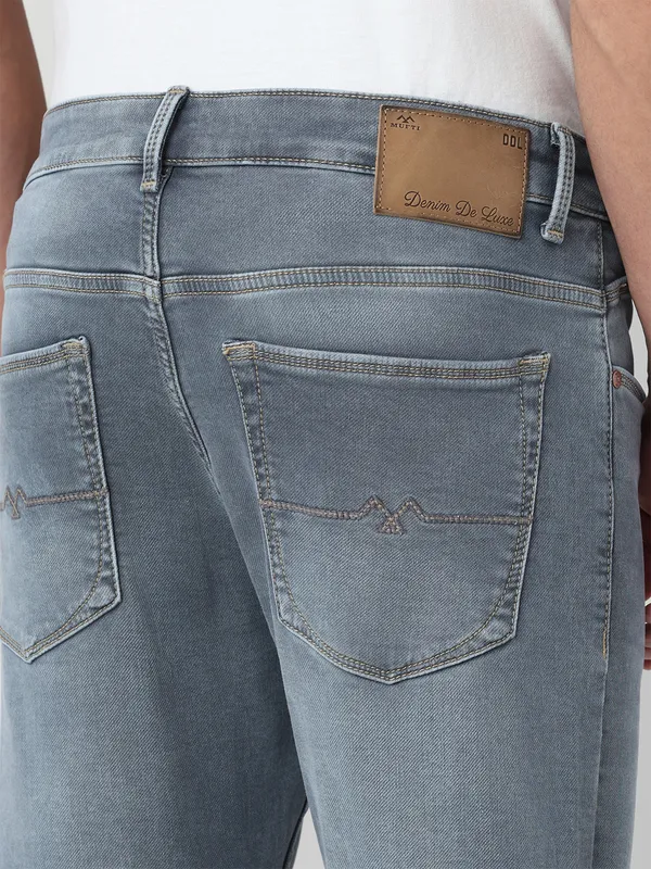 MUFTI grey washed denim ankle length fit jeans