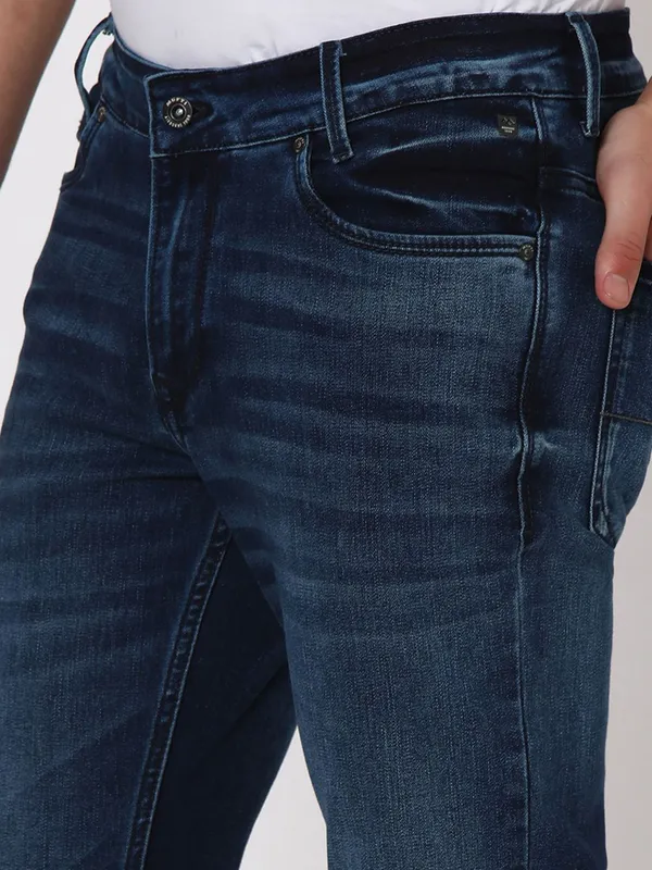 Mufti ink blue washed ankle length jeans