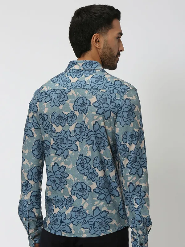Mufti light blue floral printed shirt