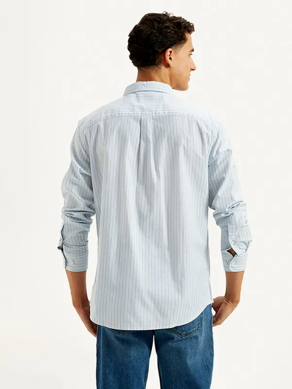 MUFTI light blue striped casual shirt for men