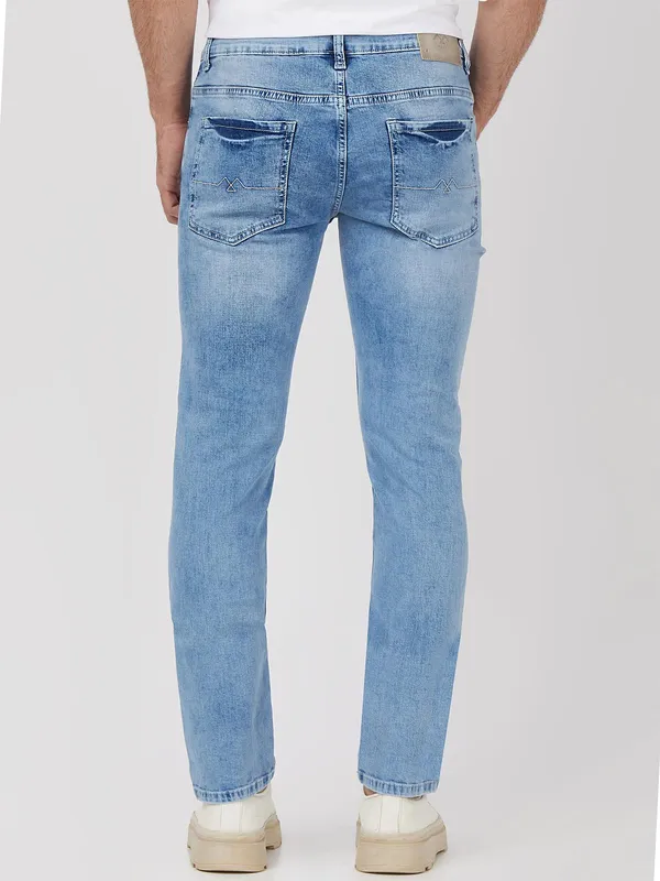 MUFTI light blue washed slim fit denim jeans