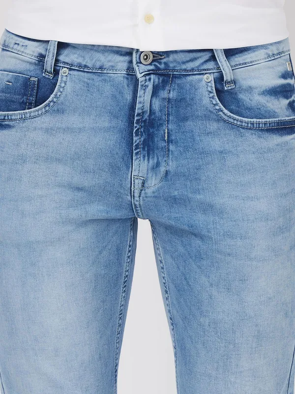MUFTI light blue washed slim fit denim jeans