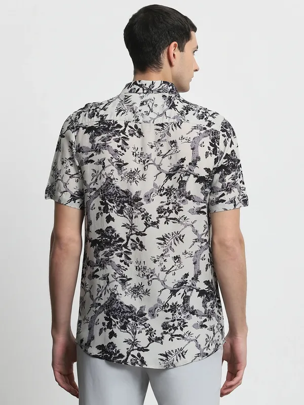 MUFTI light grey floral printed casual wear shirt