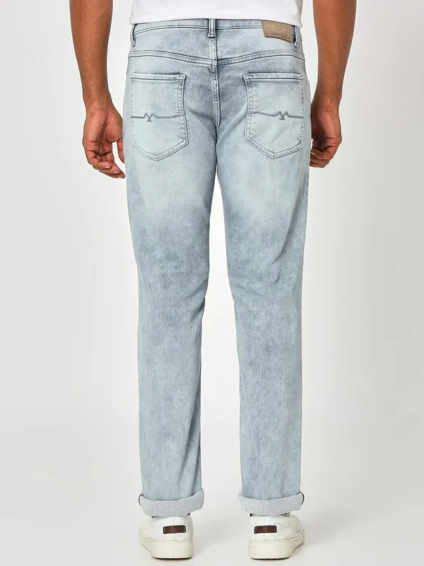 Mufti light grey washed straight fit jeans