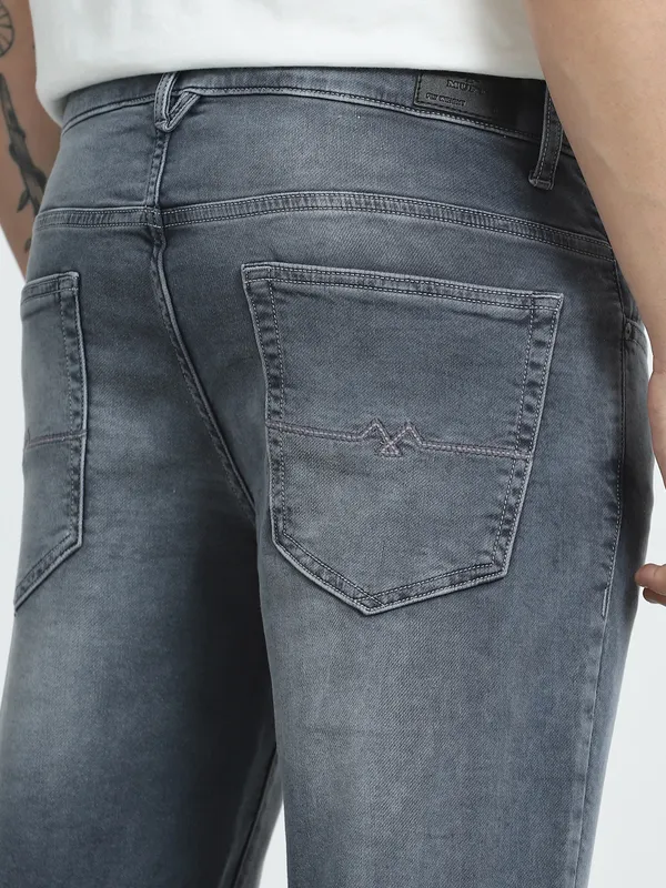 MUFTI light grey washed super slim mens denim jeans