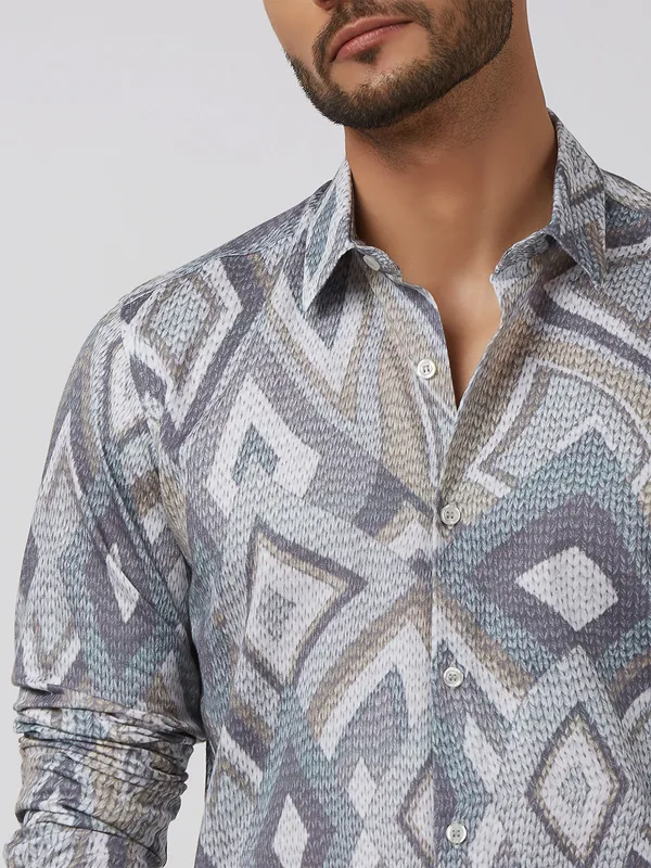 MUFTI multi  flashy cotton printed shirt