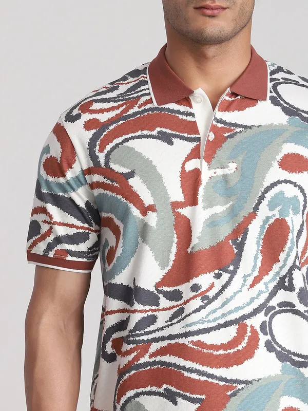 MUFTI multicolor printed polo t-shirt