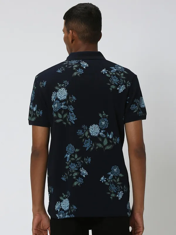 Mufti navy floral printed t shirt