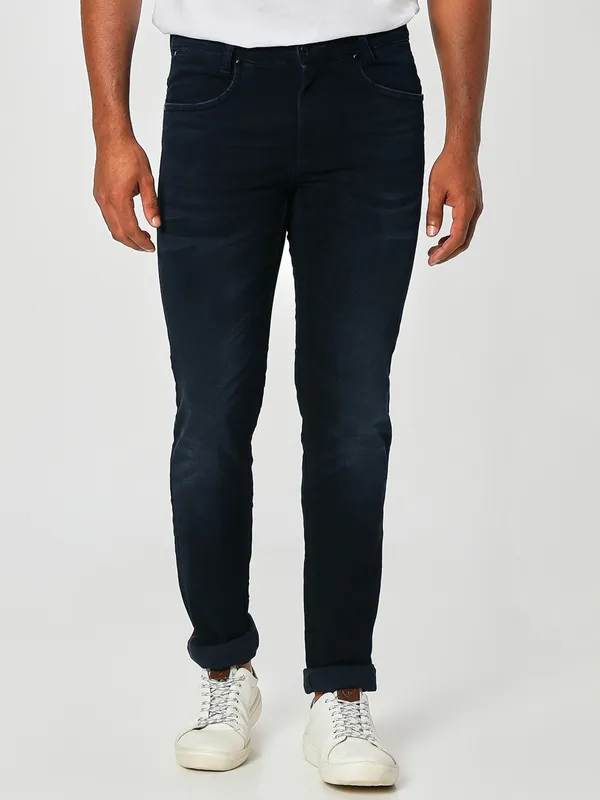 Mufti navy slim fit light washed jeans