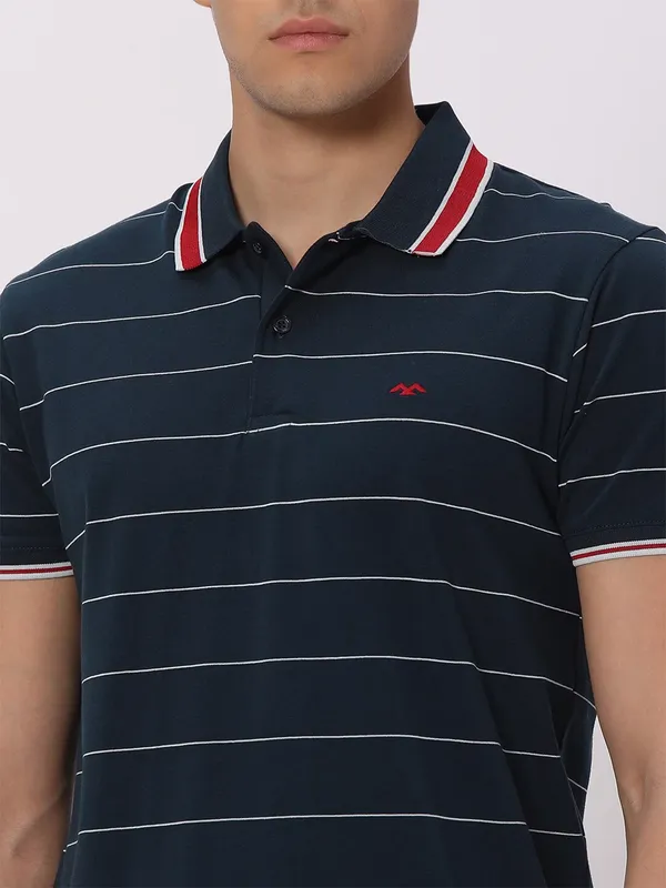 Mufti navy stripe polo t shirt