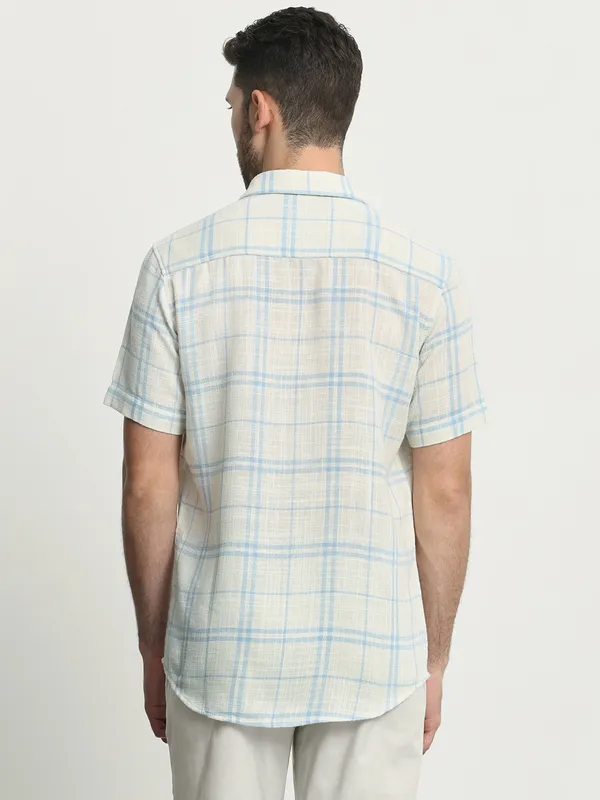 MUFTI off white checkered shirt for men