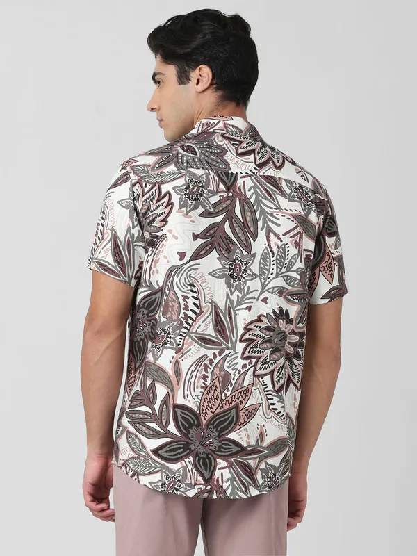 MUFTI off white floral printed casual shirt