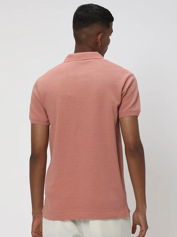 Mufti peach cotton polo t shirt