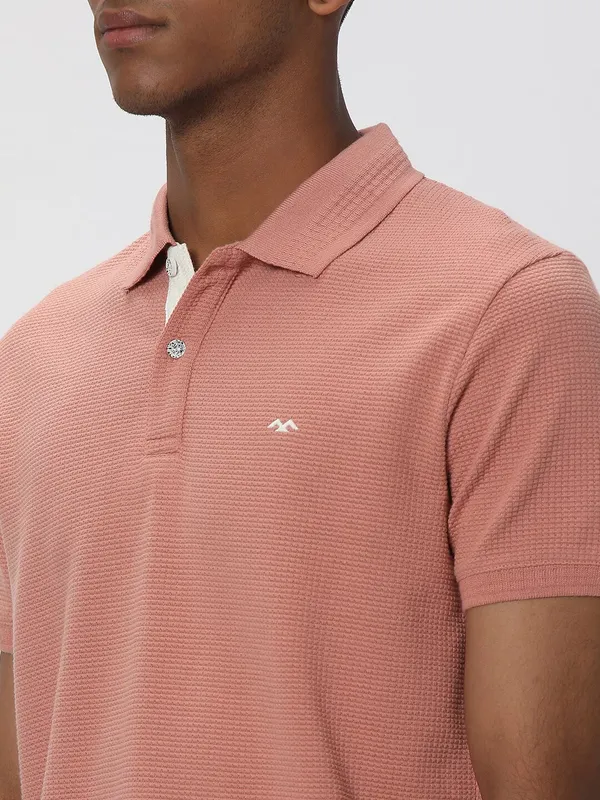 Mufti peach cotton polo t shirt