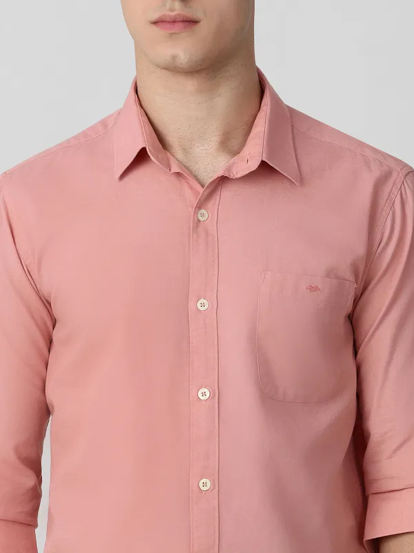 MUFTI pink cotton plain casual shirt for men