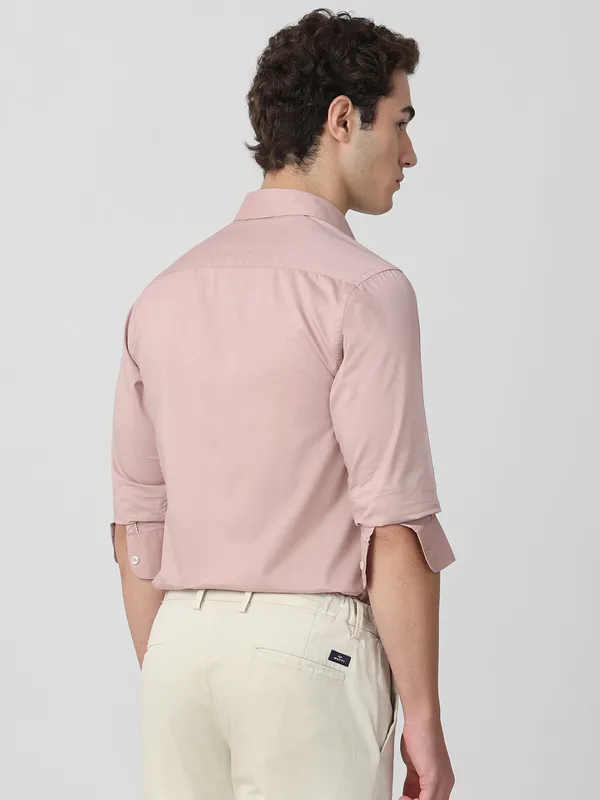 MUFTI pink cotton slim fit casual shirt
