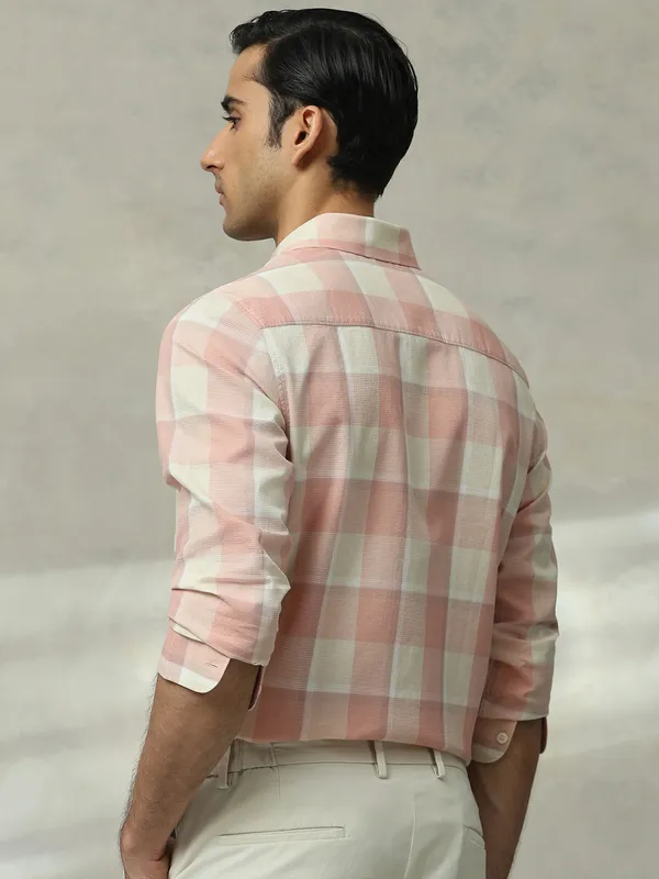 MUFTI pink flannel casual wear cotton shirt
