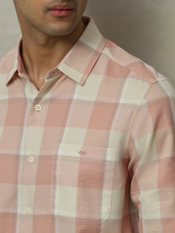 MUFTI pink flannel casual wear cotton shirt